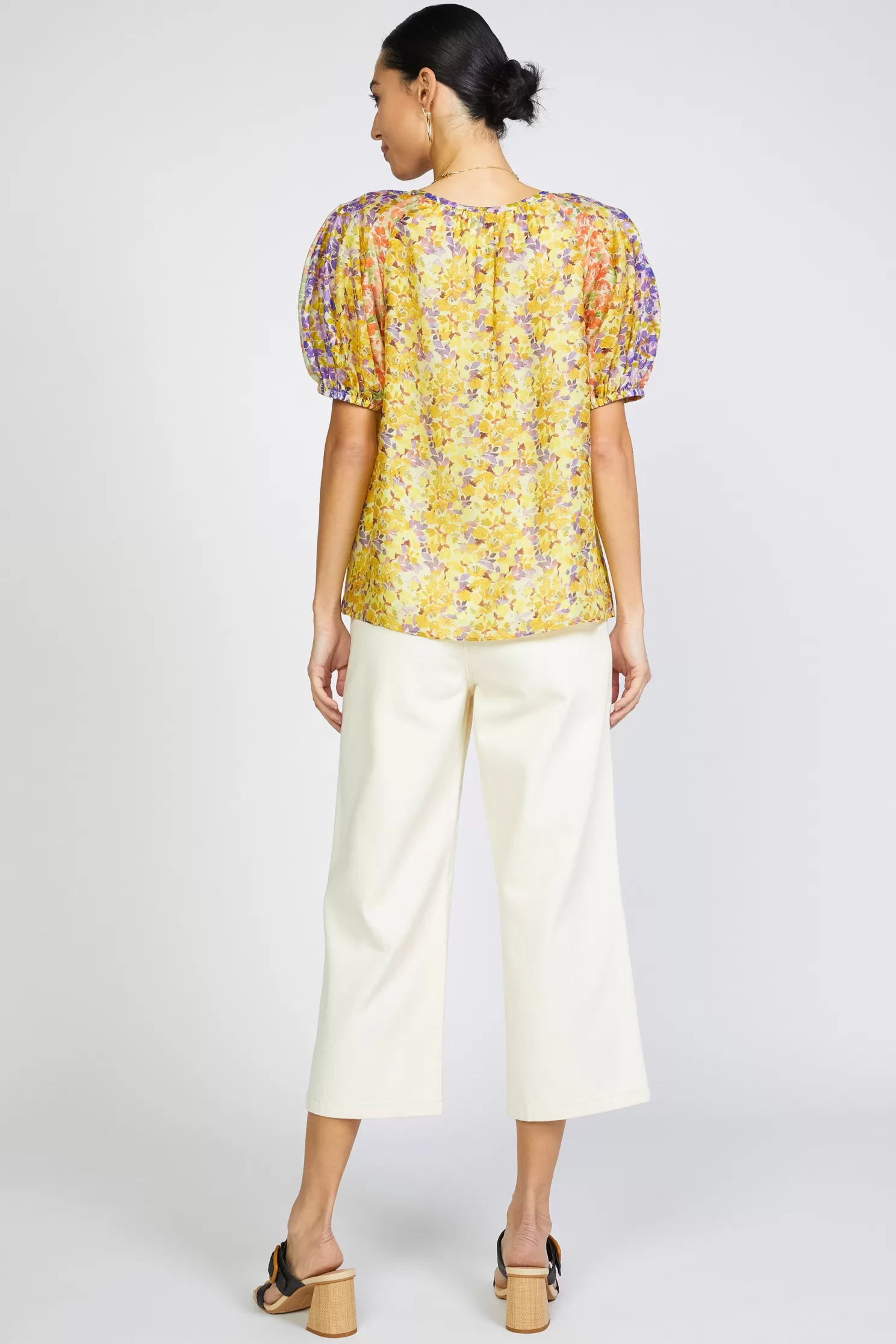 Shop Floral Colorblock Split Neck Blouse Blouses | Short Sleeve Tops