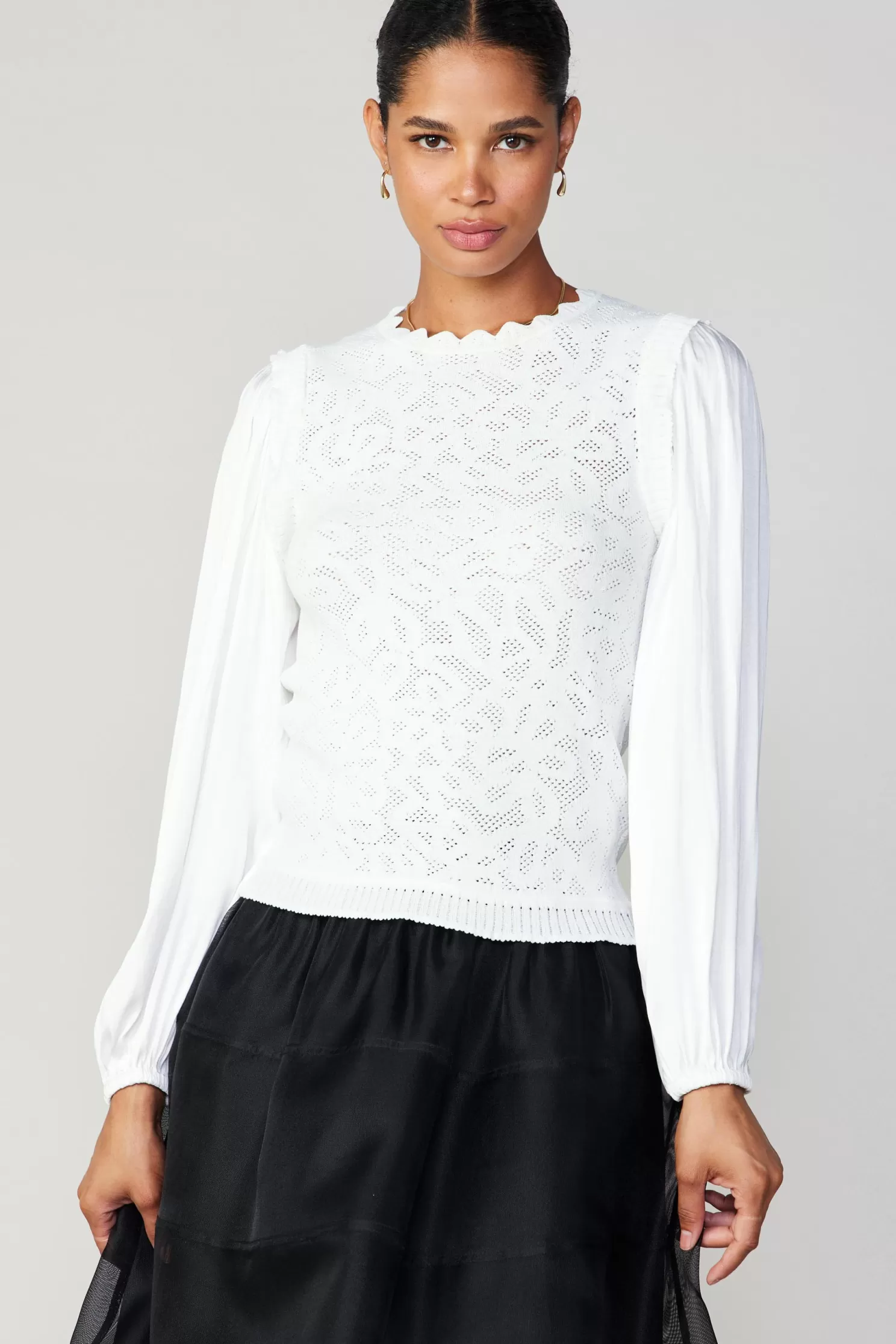 Cheap Textural Knit Sweater Top Sweaters | Long Sleeve Tops