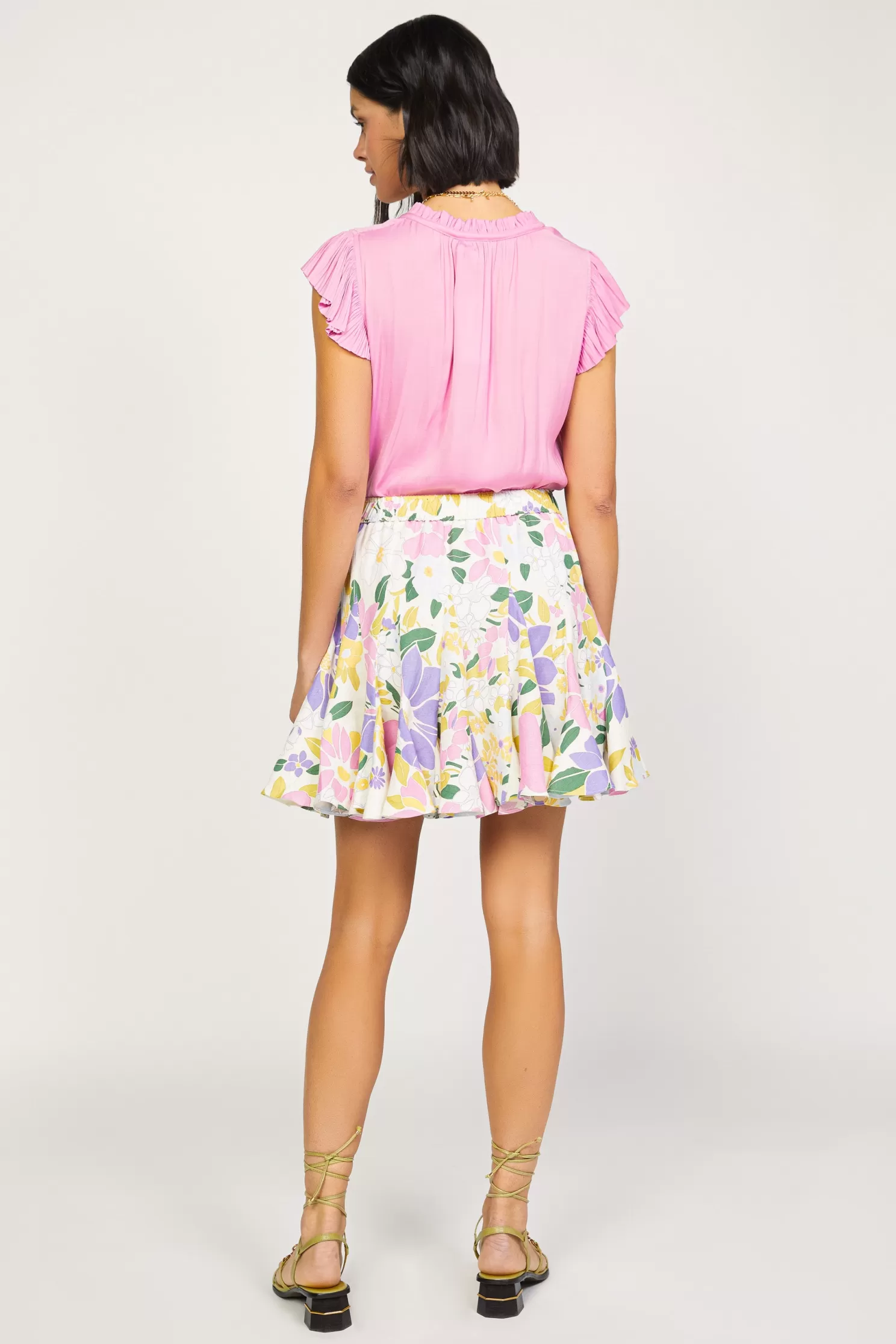 Flash Sale Vintage Floral Godet Skirt Skirts