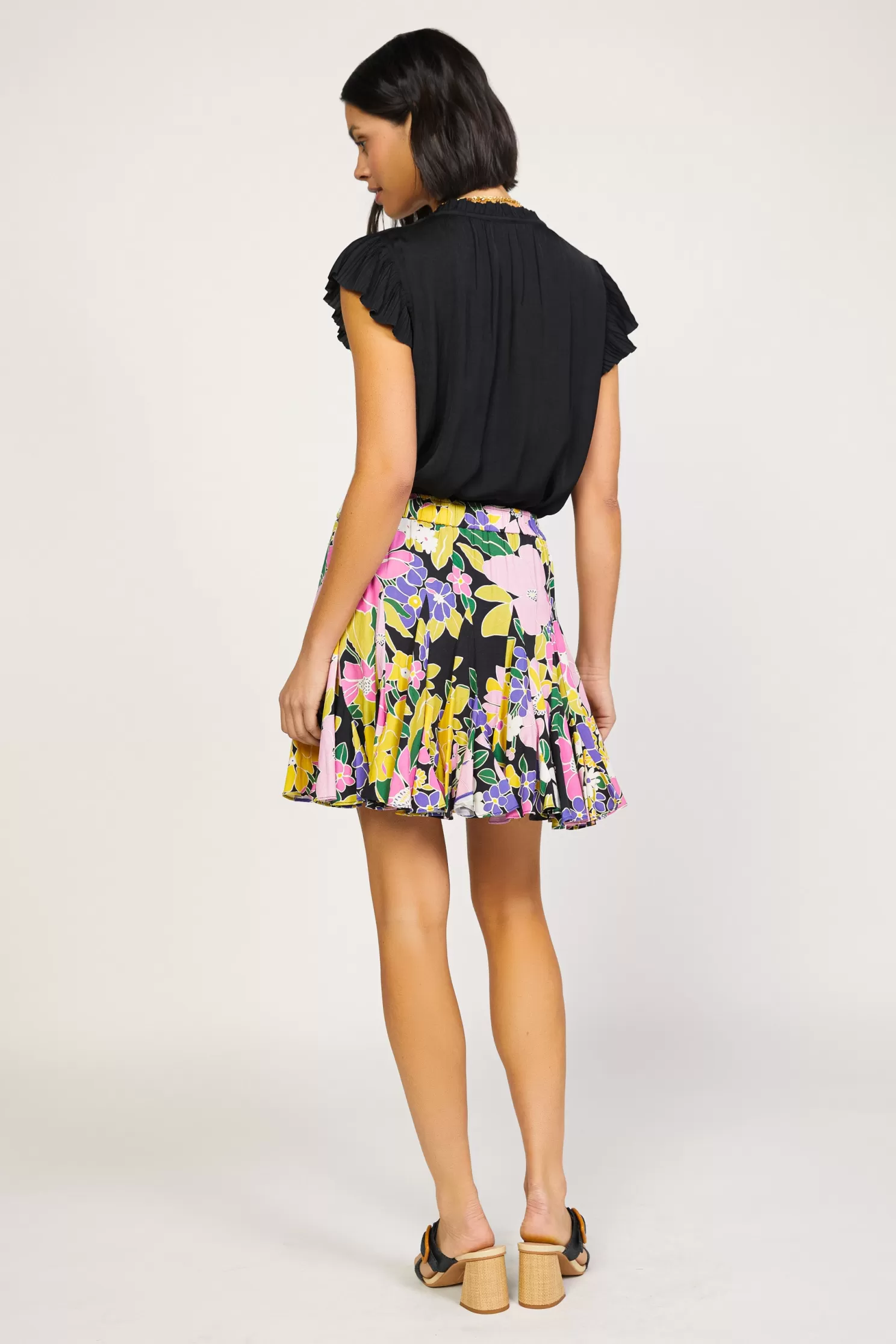 New Vintage Floral Godet Skirt Skirts