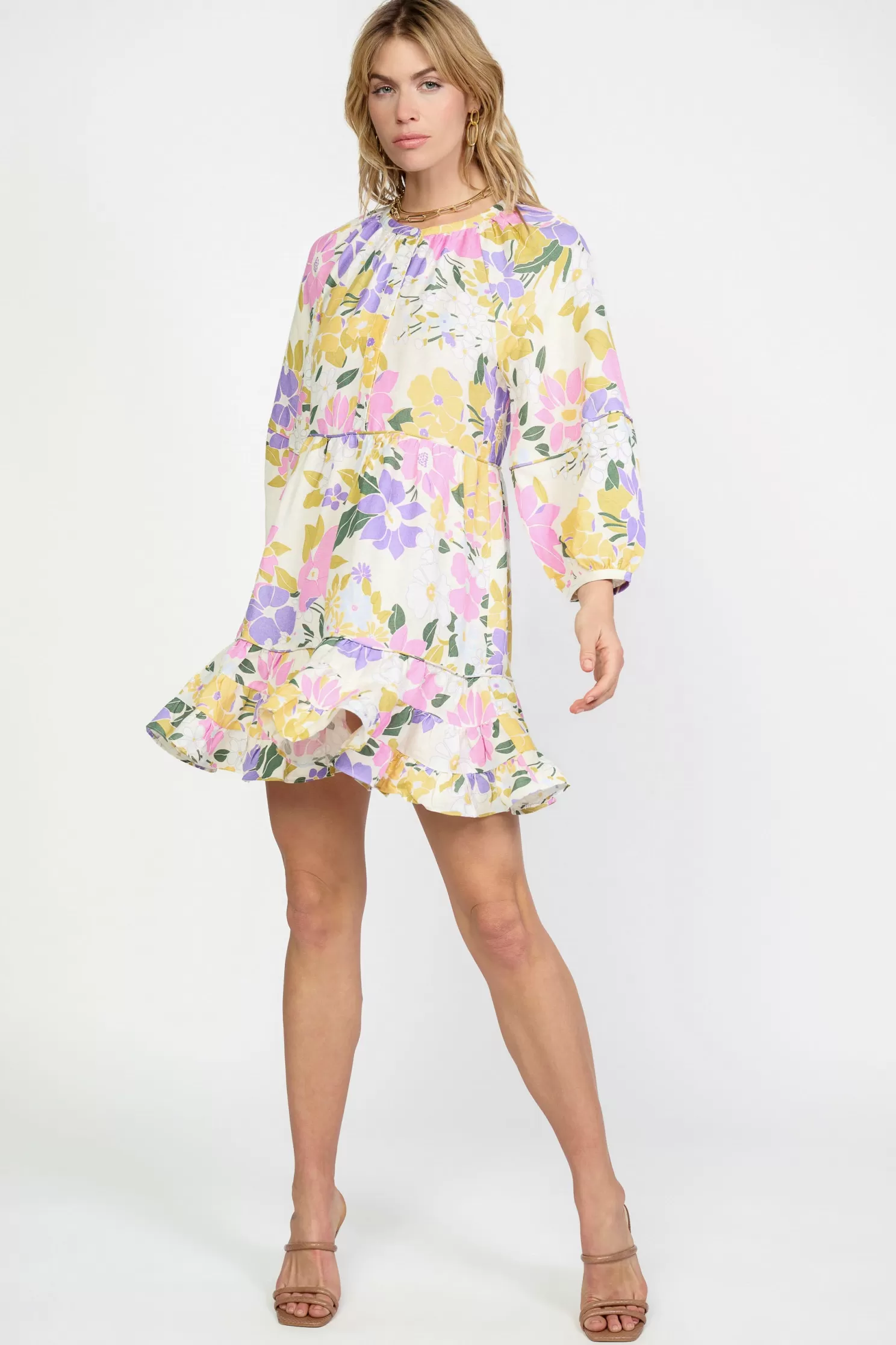 Fashion Vintage Floral Tiered Mini Dress Mini Dresses