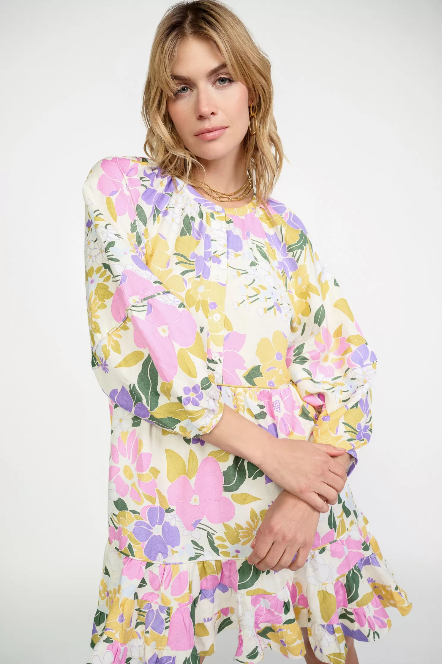 Fashion Vintage Floral Tiered Mini Dress Mini Dresses
