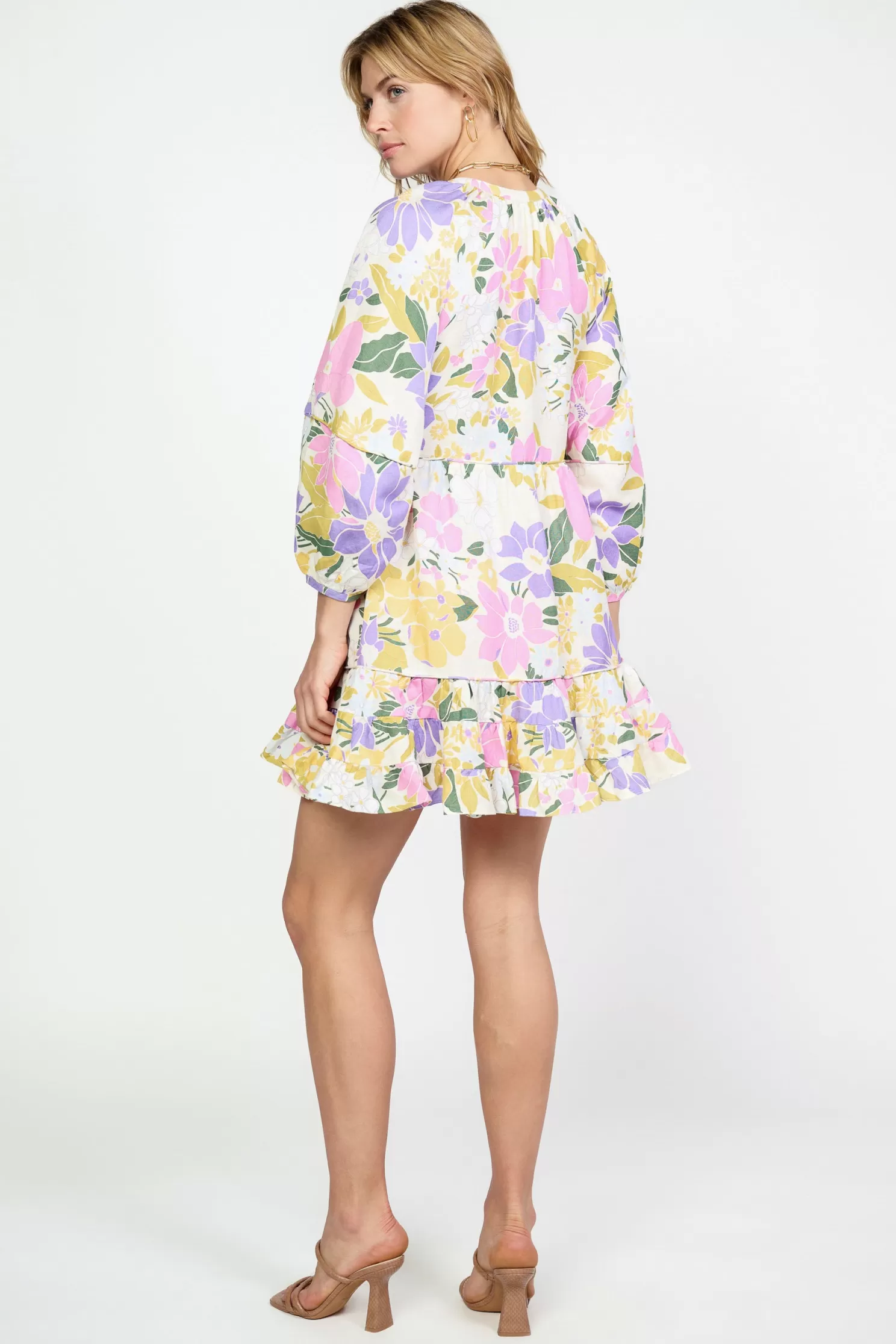 Fashion Vintage Floral Tiered Mini Dress Mini Dresses